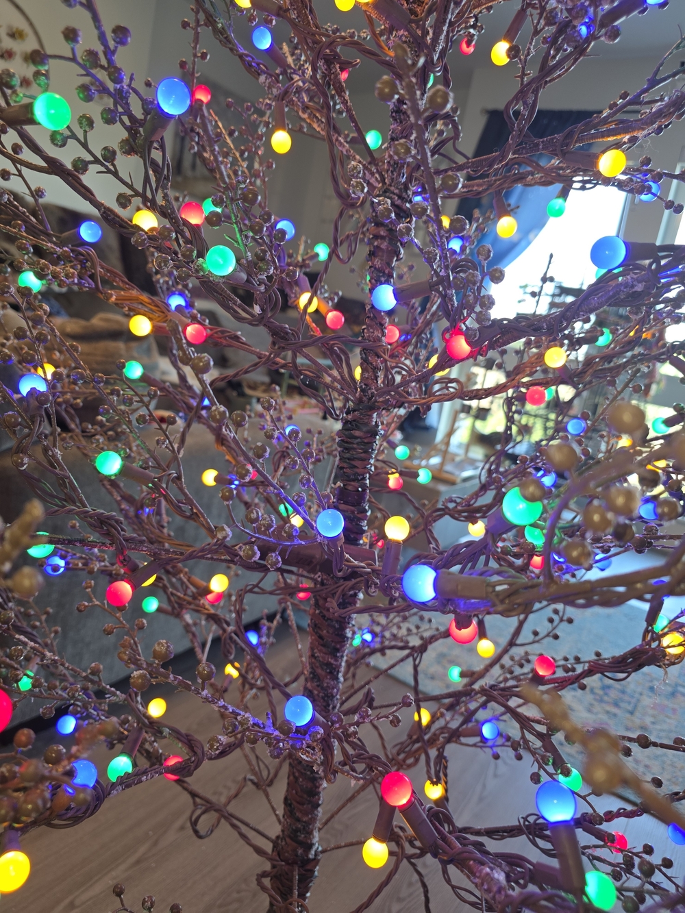 GE Ft Pre-lit artificial twig Christmas tree multicolored LED gumball lights - Picture 8 of 10